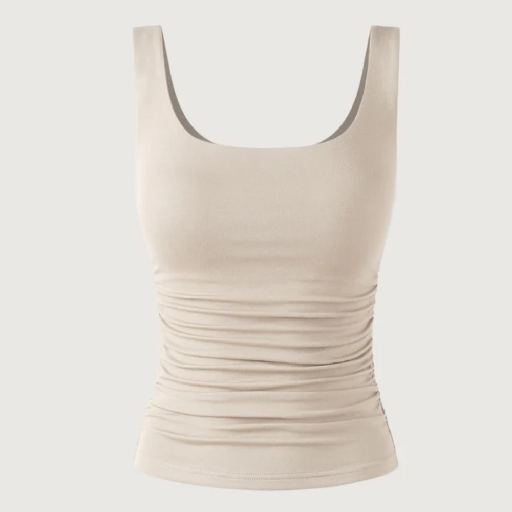 OGL Eco-SkinKiss®2.0 Ruched Sides Square Brami Tank Top-Hip Length